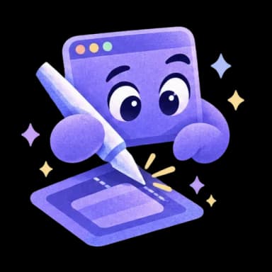 A friendly purple window drawing carefully with a stylus on a tablet